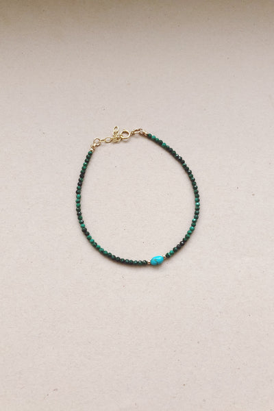 Beaded Gemstone Bracelet | Malachite + Turquoise