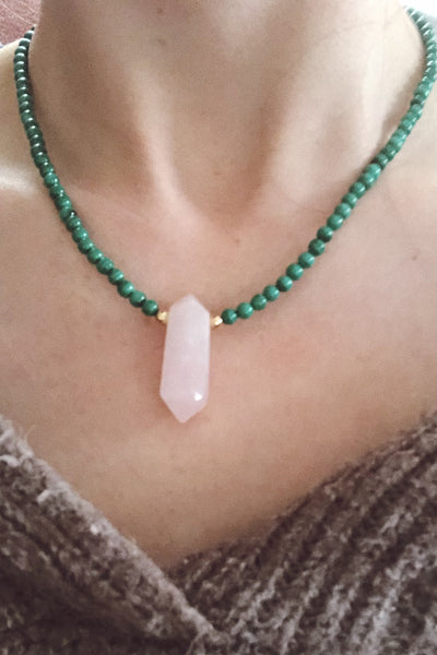 Stone + Rose Quartz Necklace | Various Stones