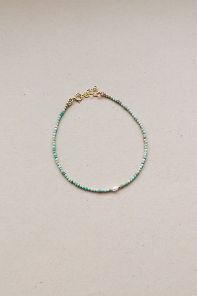 Beaded Gemstone Bracelet | Turquoise + Pearl