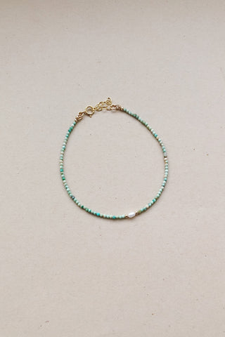 Beaded Gemstone Bracelet | Turquoise + Pearl