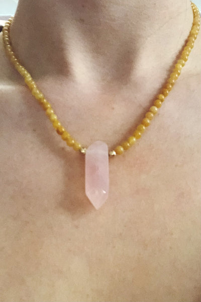 Stone + Rose Quartz Necklace | Various Stones
