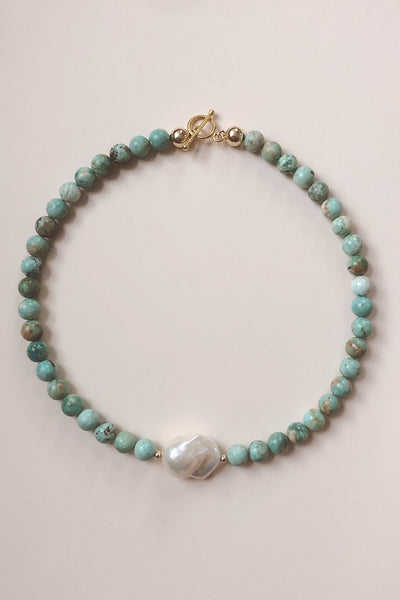 Turquoise + Baroque Pearl Necklace