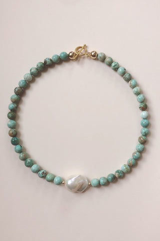 Turquoise + Baroque Pearl Necklace