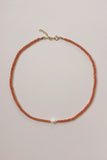Orange Carnelian + Pearl Choker Necklace