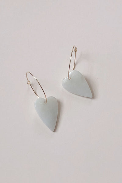 Jade Heart Hoop Earrings