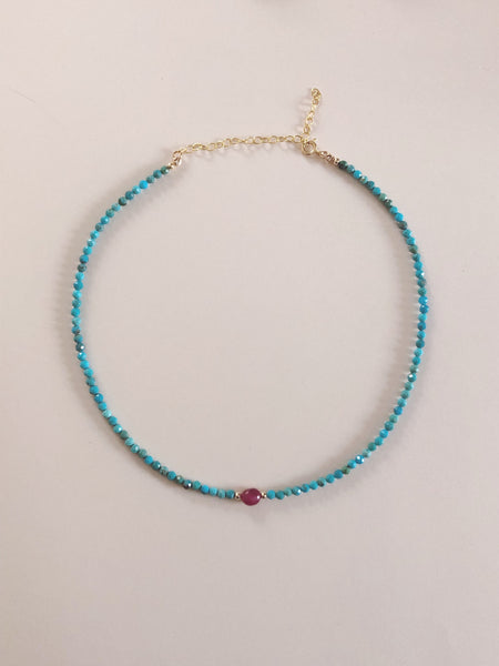 Turquoise + Ruby Choker Necklace