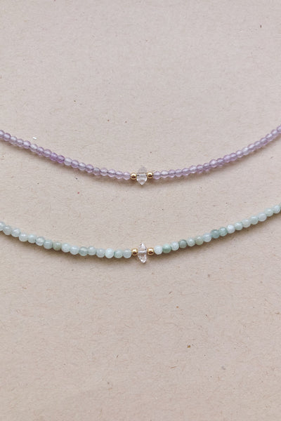 Gemstone + Quartz Beaded Necklace | Various Stones