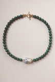 Stone + Baroque Pearl Necklace | Various Stones