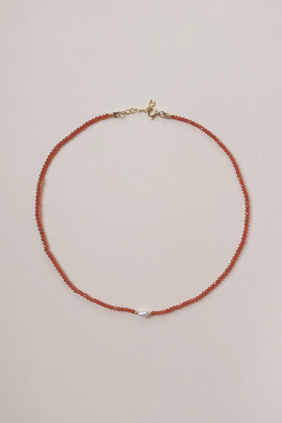 Petite Carnelian + Pearl Choker Necklace