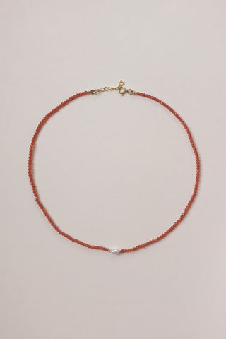 Petite Carnelian + Pearl Choker Necklace