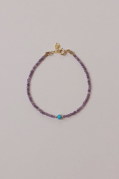 Beaded Gemstone Bracelet | Amethyst + Turquoise