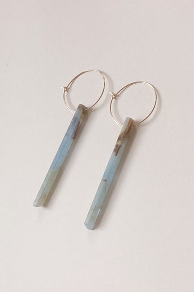 Aquatine Calcite Hoop Earrings