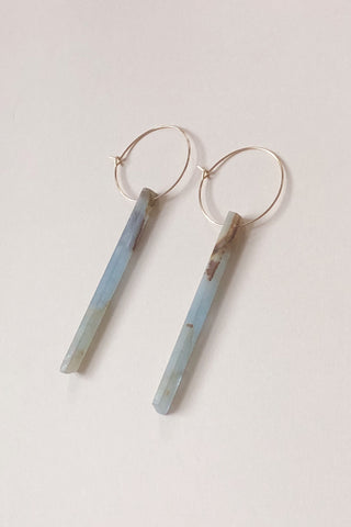 Aquatine Calcite Hoop Earrings