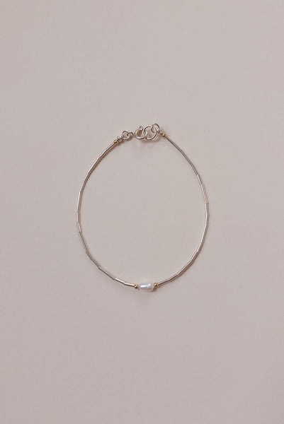 Beaded Silver Bracelet | Pearl