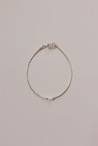 Beaded Silver Bracelet | Pearl