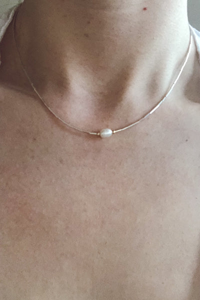 Silver + Pearl Necklace