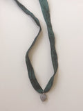 Agate Heart + Silk Ribbon Necklace