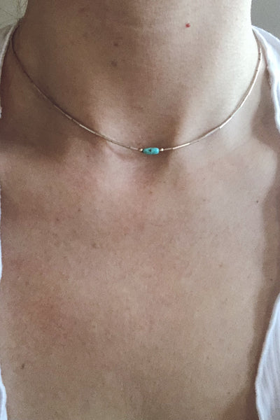 Silver + Turquoise Choker Necklace