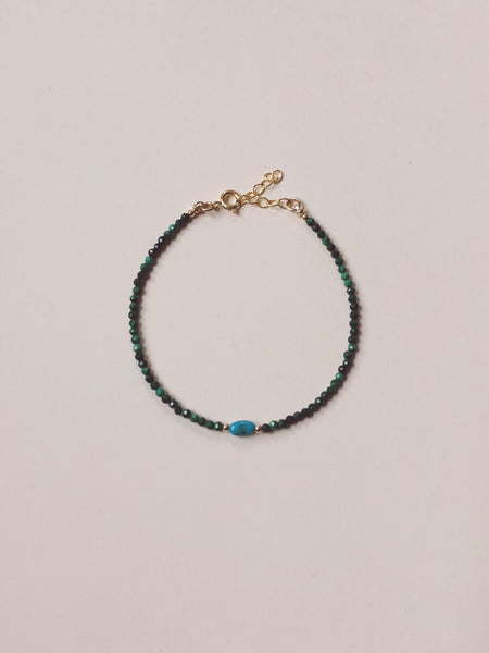Beaded Gemstone Bracelet | Malachite + Turquoise
