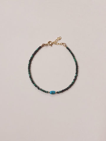 Beaded Gemstone Bracelet | Malachite + Turquoise