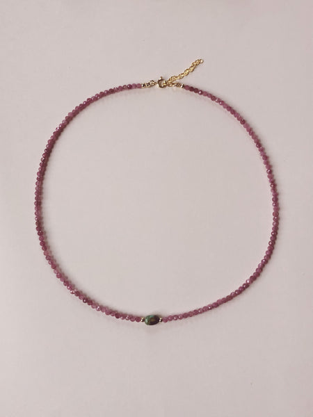 Pink Tourmaline + Turquoise Necklace